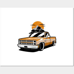 Orange Silverado Pick Up Truck Posters and Art